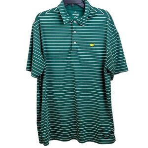 Masters Tech Green Striped Short Sleeve Polo Shirt Masters Augusta XL Men's Read